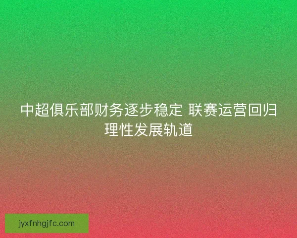 中超俱乐部财务逐步稳定 联赛运营回归理性发展轨道 中超俱乐部财务逐步稳定 联赛运营回归理性发展轨道