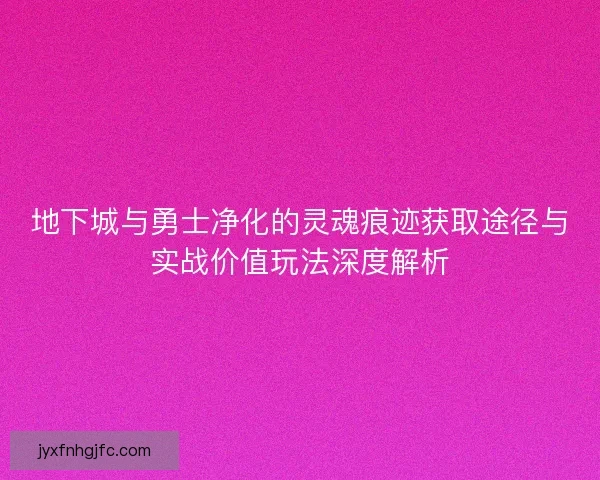 地下城与勇士净化的灵魂痕迹获取途径与实战价值玩法深度解析